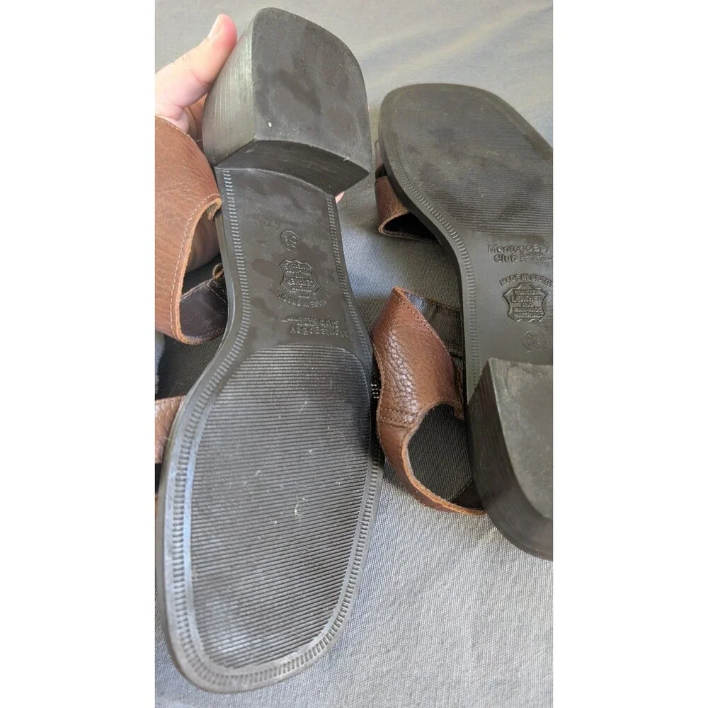 Montego Bay Club Leather Size 8.5 Sandals Made In Brazil Women's Shoes